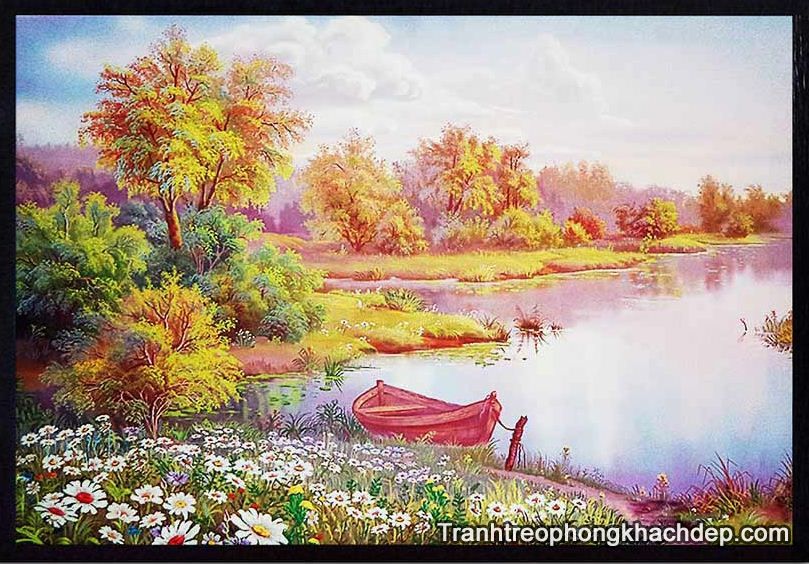 Phong cảnh đẹp nơi bến thuyền được in vải canvas trang trí nhà hàng khách sạn Amia-4161 Hinh anh buc tranh canvas phong canh dep noi ben thuyen neo dau binh yen
