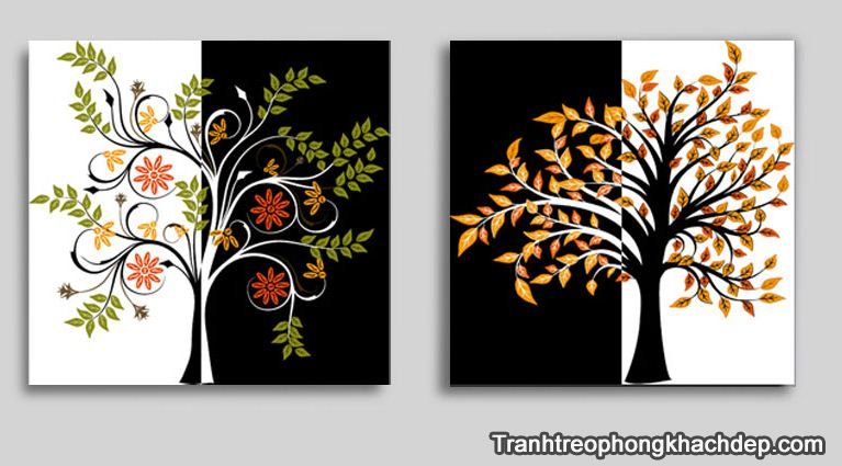 Tranh ghép bộ 2 tấm AmiA 4105 được in vải canvas đẹp Hinh anh bo tranh ghep 2 tam AmiA 4105 duoc in vai canvas don gian dep doc dao va an tuong
