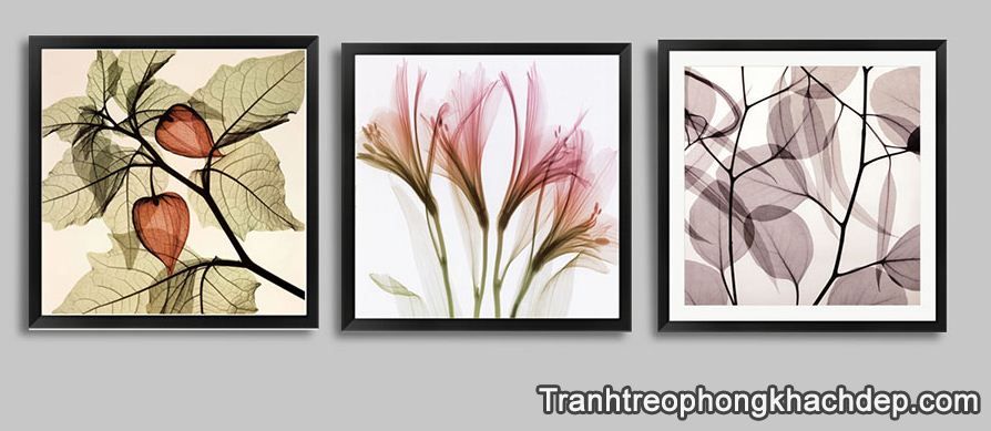 Tranh ghép bộ hoa lá treo nhà nghỉ khách sạn tạo điểm nhấn AmiA 4113 Hinh anh tranh chu de hoa la ghep bo duoc in tren vai canvas tao diem nhan noi bat