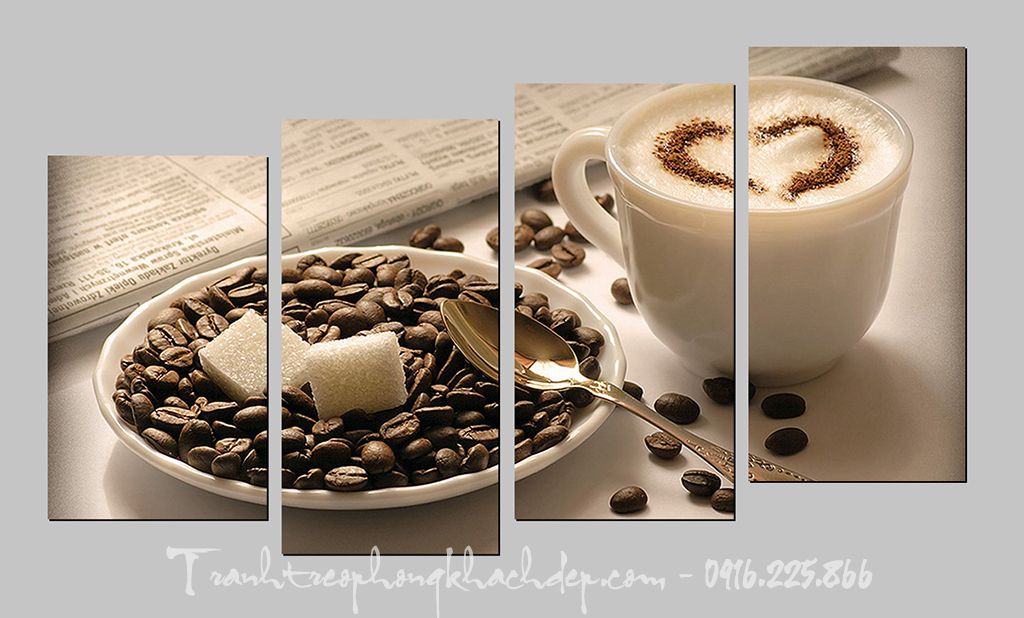Capuchino ghép bộ 4 tấm treo trang trí quán cafe Capuchino ghép bộ 4 tấm treo trang trí quán cafe