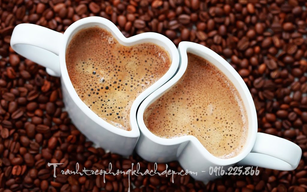Mẫu tranh tách cafe tình yêu một tấm rất đẹp Mẫu tranh tách cafe tình yêu một tấm rất đẹp