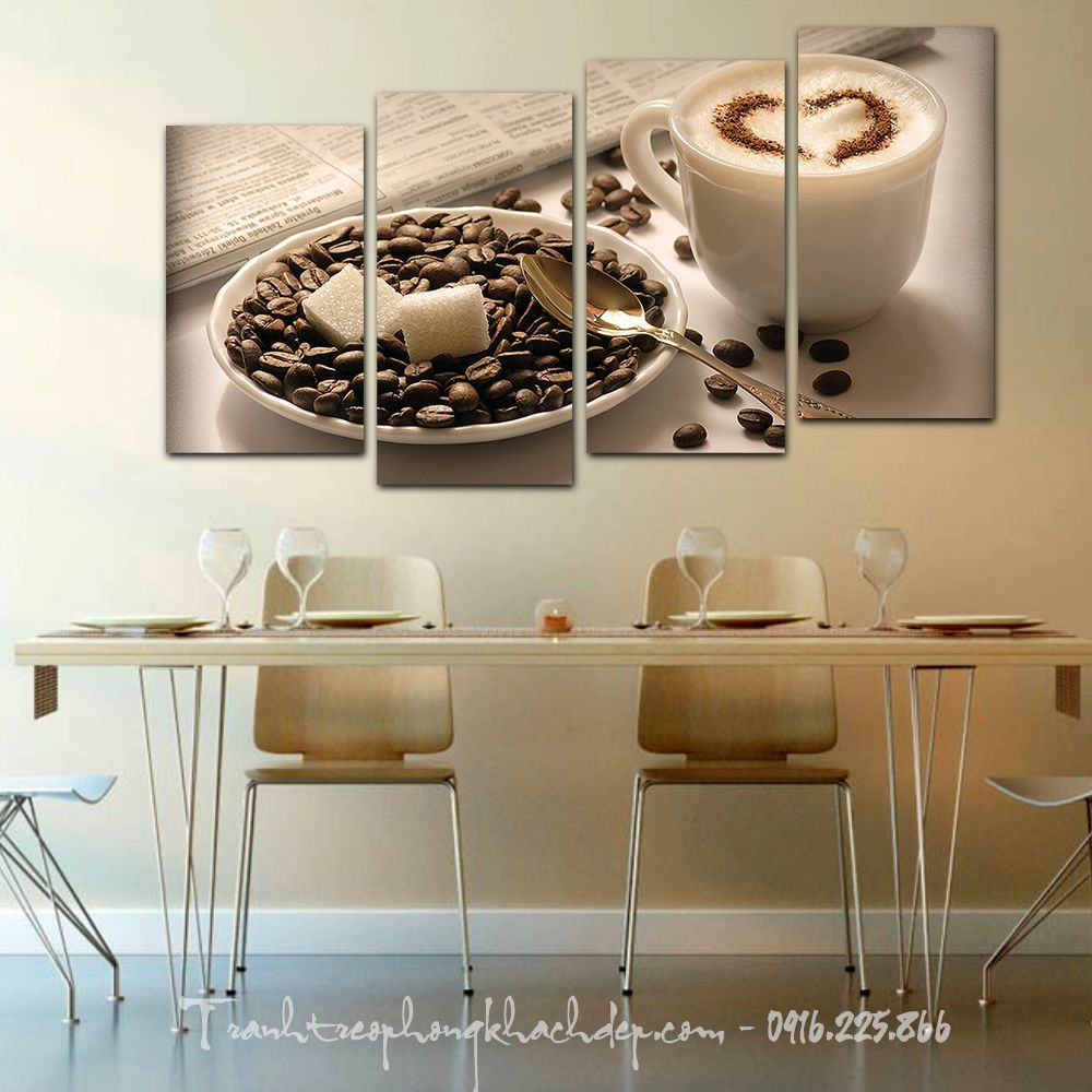Tranh treo nhà hàng quán cafe capuchino tình yêu Tranh treo nhà hàng quán cafe capuchino tình yêu