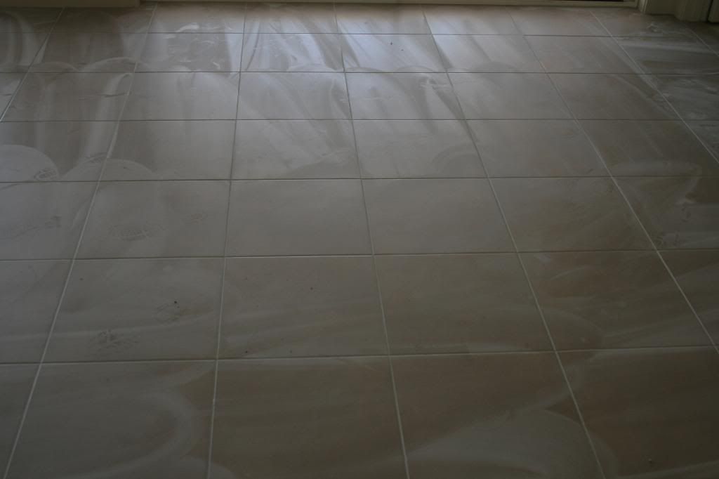 Floor tiles grouted