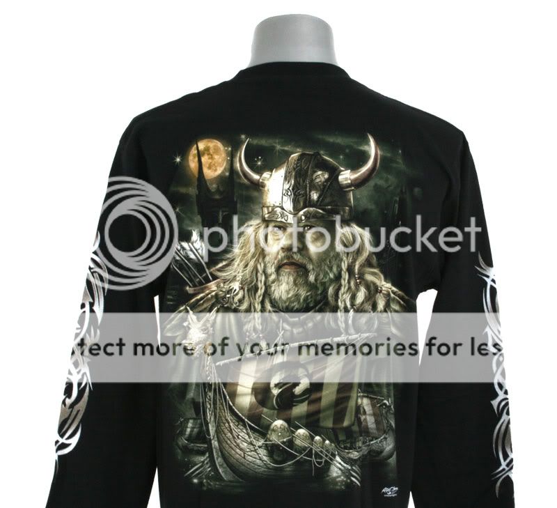 N15 VIKING WARRIOR ROCK METAL BIKER L/S T SHIRT L  