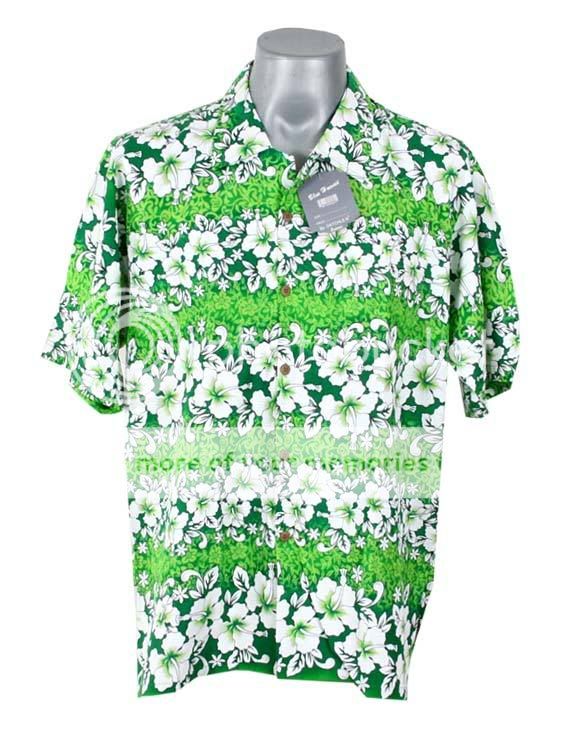 HW241 Hawaiian Surf Beach Green Shirt Hibiscus L  