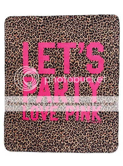New Victorias Secret Love Pink Leopard Let's Party Blanket Throw Dorm Bedding