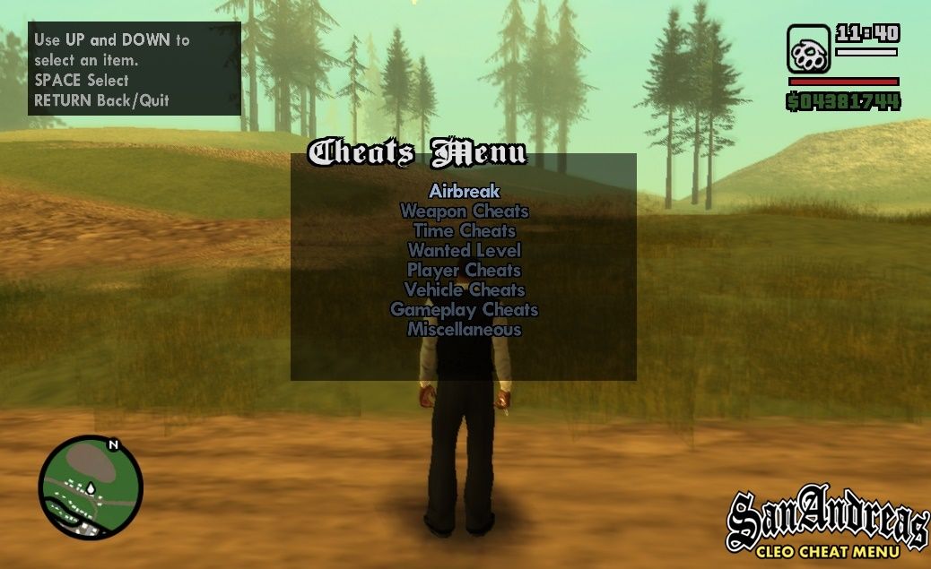 gta : sa open cleo menu